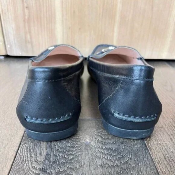 Kate Spade Carmen Black Leather Loafers Size 7.5 Gold Hardware Driving Flats - Picture 7 of 8